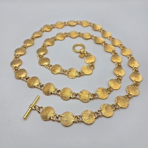 Anne Klein Seashell Necklace Long 36" Goldtone Ocean Mermaid Statement Beach - Picture 3 of 5